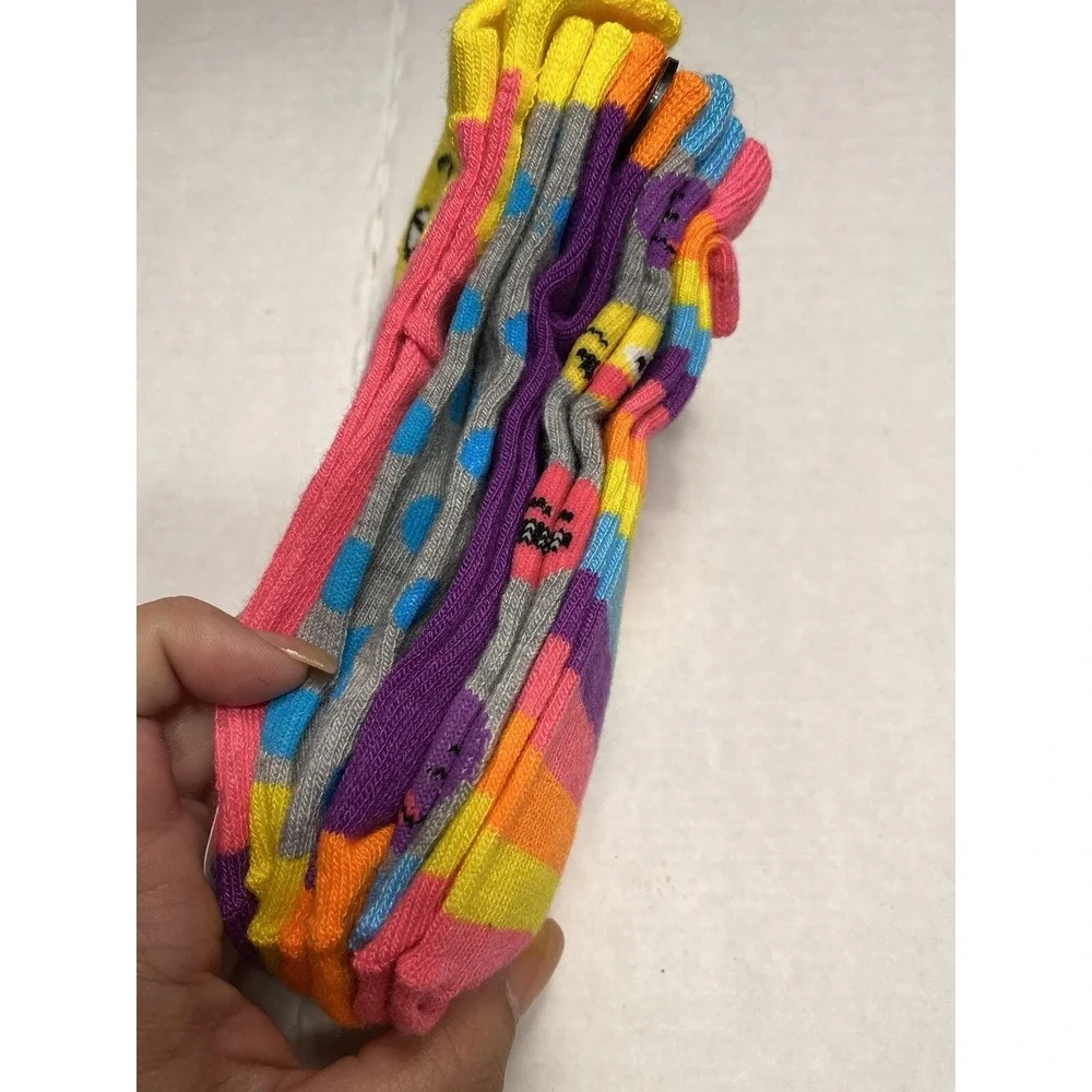 faded glory girls‎ crew socks 5 pairs size medium shoe 7.5 - 3.5